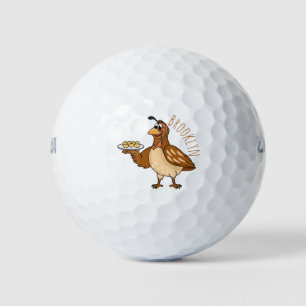 Happy quail mit Eiern Cartoon Golfball