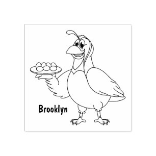 Happy quail mit Eiern Cartoon Gummistempel