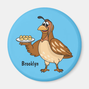 Happy quail mit Eiern Cartoon Magnet