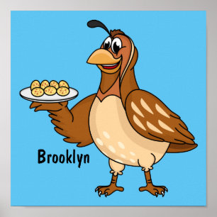Happy quail mit Eiern Cartoon Poster