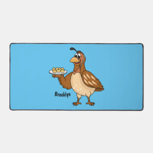 Happy quail mit Eiern Cartoon Schreibtischunterlage