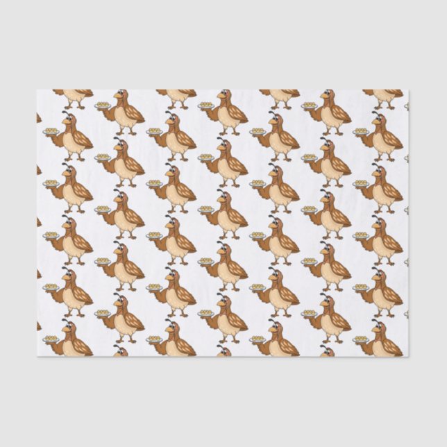 Happy quail mit Eiern Cartoon Seidenpapier (Vorderseite)