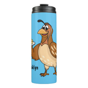 Happy quail mit Eiern Cartoon Thermosbecher