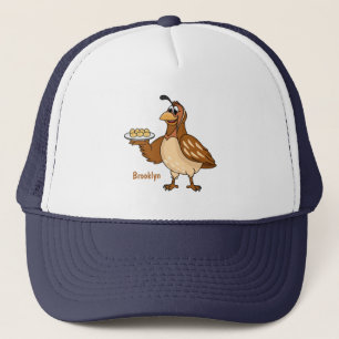 Happy quail mit Eiern Cartoon Truckerkappe