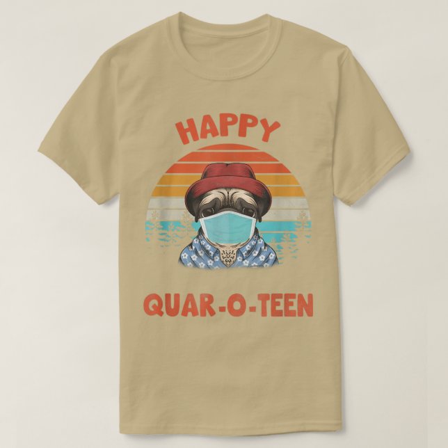 Happy QuarOTeen Dog mit Gesichtsmaske Hund Hallowe T-Shirt (Design vorne)