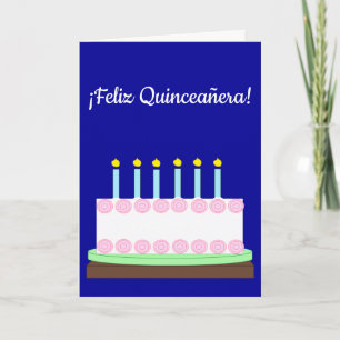 Happy Quinceañera auf Spanisch: Dark Blue Blank Karte