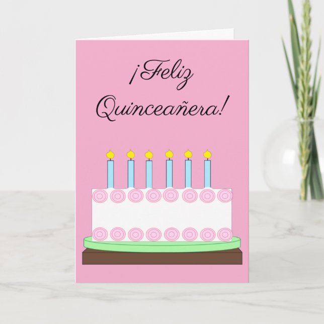 Happy Quinceañera auf Spanisch: Pink Blank Karte (Vorderseite)