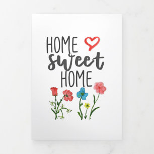 Happy Quote Zuhause Sweet Zuhause Blume Dreifach Gefaltete Karte