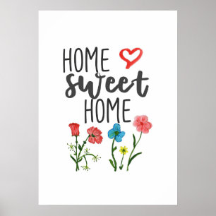 Happy Quote Zuhause Sweet Zuhause Blume Poster