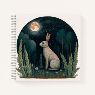 Happy Rabbit im Mondschein Notizbuch