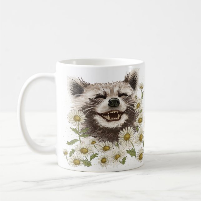 Happy raccoon in daisis kaffeetasse (Links)