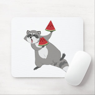 Happy raccoon mit Wassermelone Mousepad