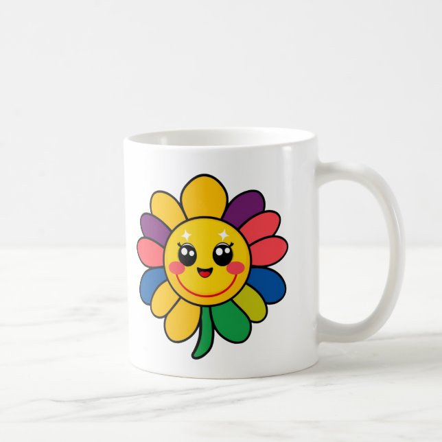Happy Rainbow Blume Face Kaffeetasse (Rechts)