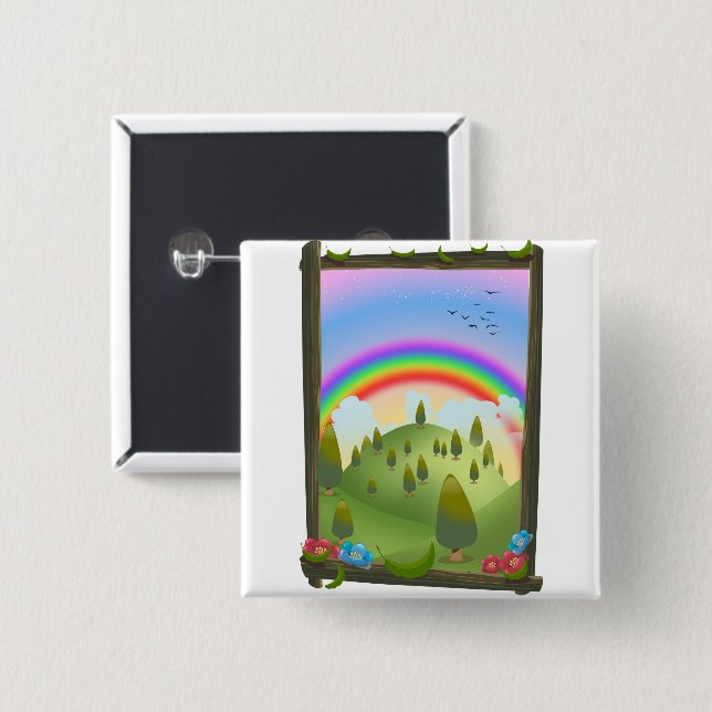 Happy Rainbow Landscape Button (Vorne & Hinten)