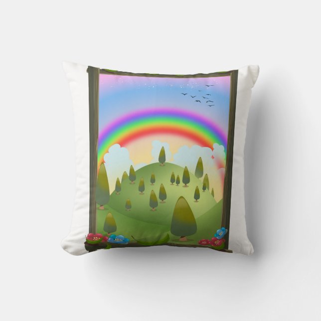 Happy Rainbow Landscape Kissen (Vorderseite)