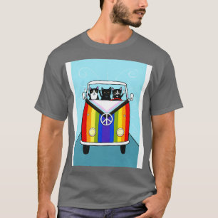 Happy Rainbow Road Trip Katzen T-Shirt
