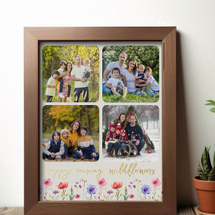 Happy Raising Wildblumen 4 Foto Collage Gold Foliendrucke