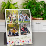 Happy Raising Wildblumen 4 Foto Collage Green Fotoplatte<br><div class="desc">Foto Collage einfache Plakette mit bunten Wildblume Rand und 4 Ihrer Lieblings-Fotos. Ihre Bilder werden automatisch im quadratischen Format mit abgerundeten Ecken angezeigt, um die Collage des Fotos zu bilden. "Happy Haking Wildblumen" wird in grüner lässiger Handschrift geschrieben, oberhalb einer Grenze hübscher Country-Wildnis-Blume in einer weichen grünen Grundfarbe. Bitte stöbern...</div>