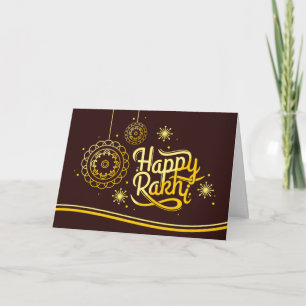 Happy Rakhi, Raksha Bandhan, braun, Gold Karte