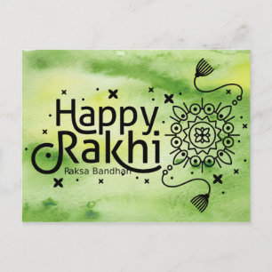 Happy Rakhi, Raksha Bandhan, grün Postkarte