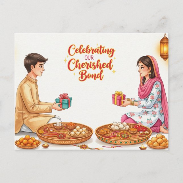 Happy Rakhi, Raksha Bandhan Postkarte (Vorderseite)