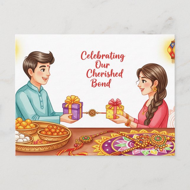 Happy Rakhi, Raksha Bandhan Postkarte (Vorderseite)