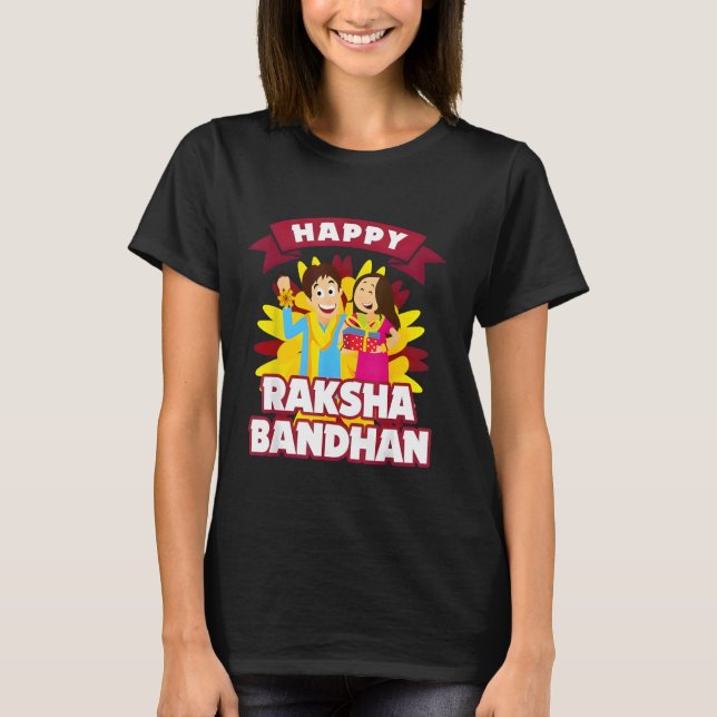 Happy Raksha Bandhan Brother und Sister Rakhi Gesc T-Shirt (Vorderseite)