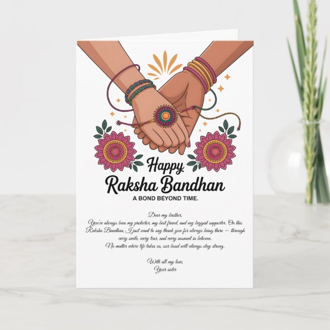 Happy Raksha Bandhan Folded Greeting Card Karte (Vorderseite)