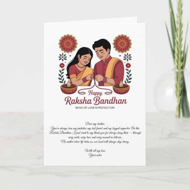 Happy Raksha Bandhan Folded Greeting Card Karte (Vorderseite)