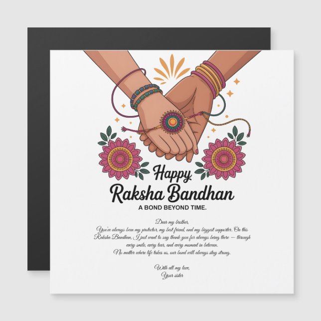 Happy Raksha Bandhan Magnetic Card Magnetkarte (Vorne/Hinten)