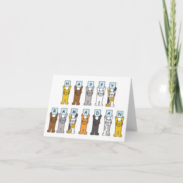Happy Ramadan Cartoon Cats Karte (Vorderseite)