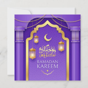 Happy Ramadan Mubarak Gold Crescent Lila Feiertagskarte