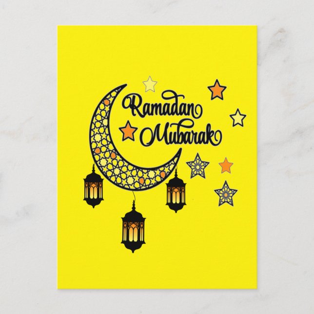 Happy Ramadan Mubarak Kareem Crescent Laterne Postkarte (Vorderseite)