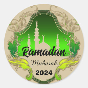 Happy Ramadan Mubarak Kareem personalisiert 2024 Runder Aufkleber