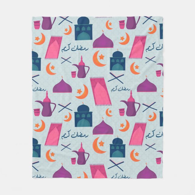 Happy Ramadan Pattern Fleecedecke (Vorderseite)