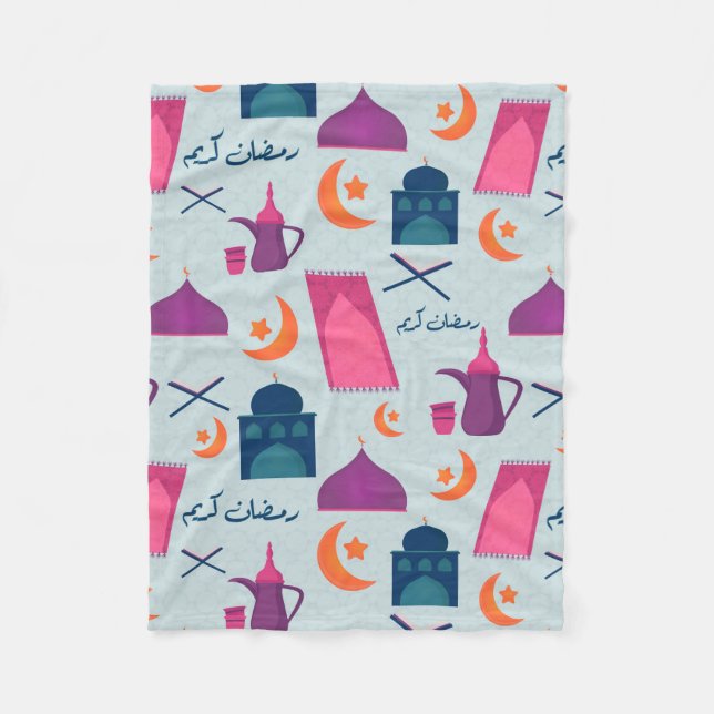 Happy Ramadan Pattern Fleecedecke (Vorderseite)