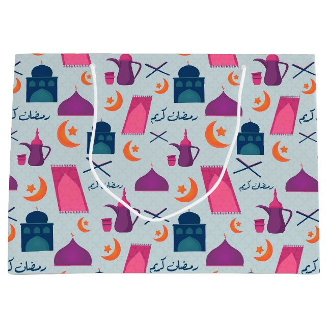 Happy Ramadan Pattern Große Geschenktüte (Vorderseite)