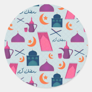 Happy Ramadan Pattern Runder Aufkleber