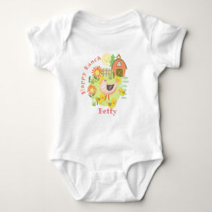 Happy Ranch Chicken Hen. Personalisiert. Baby Strampler