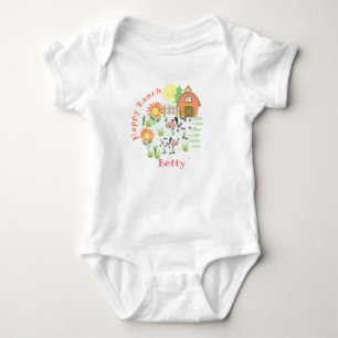 Happy Ranch Kuh. Personalisiert. Baby Bodysuit Strampler