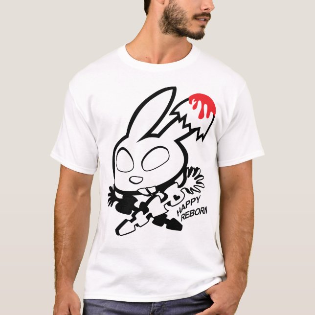 Happy Reborn Bunny Strawberry Jam on Egg Muschel T-Shirt (Vorderseite)