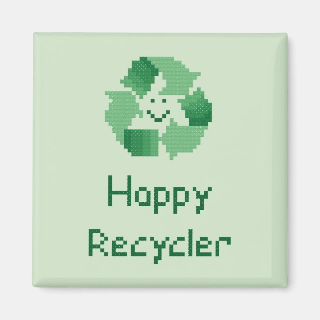 Happy Recycler Cross Stitch Muster Magnet (Vorne)