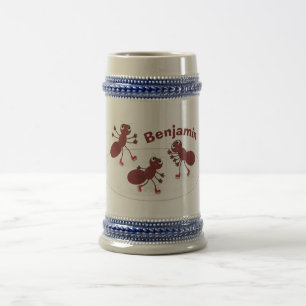 Happy Red Amants Eis Skaten Cartoon Bierglas