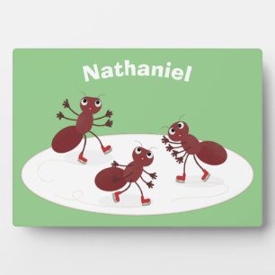 Happy Red Amants Eis Skaten Cartoon Fotoplatte