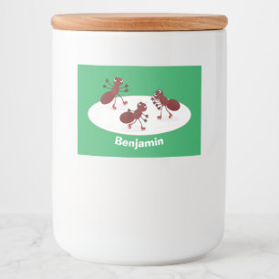 Happy Red Amants Eis Skaten Cartoon Lebensmitteletikett