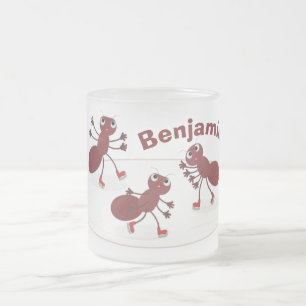 Happy Red Amants Eis Skaten Cartoon Mattglastasse