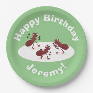 Happy Red Amants Eis Skaten Cartoon Pappteller