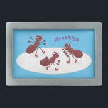 Happy Red Amants Eis Skaten Cartoon Rechteckige Gürtelschnalle<br><div class="desc">Diese glücklichen roten Ameisen sind Eis Skaten! Gezeichnet in lustigen Cartoon Stil.</div>
