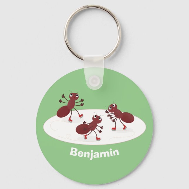 Happy Red Amants Eis Skaten Cartoon Schlüsselanhänger (Vorderseite)