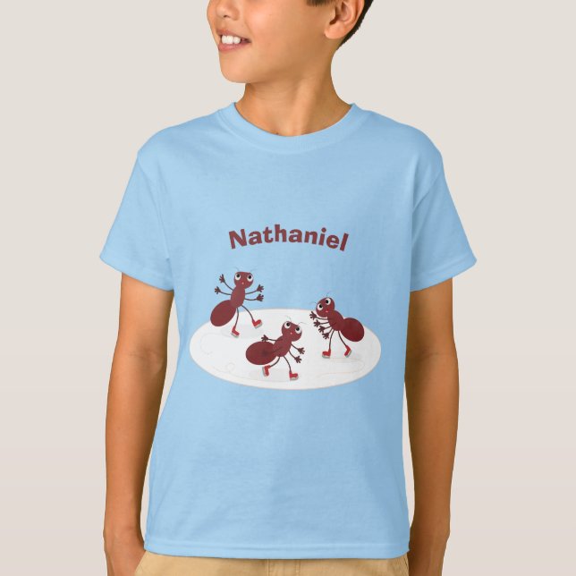 Happy Red Amants Eis Skaten Cartoon T-Shirt (Vorderseite)